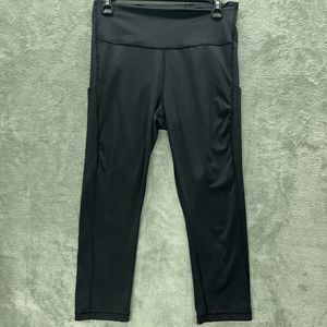 Athleta Leggings Womens Large Black Tight Knit High Rise Crop 21 Inch Inseam